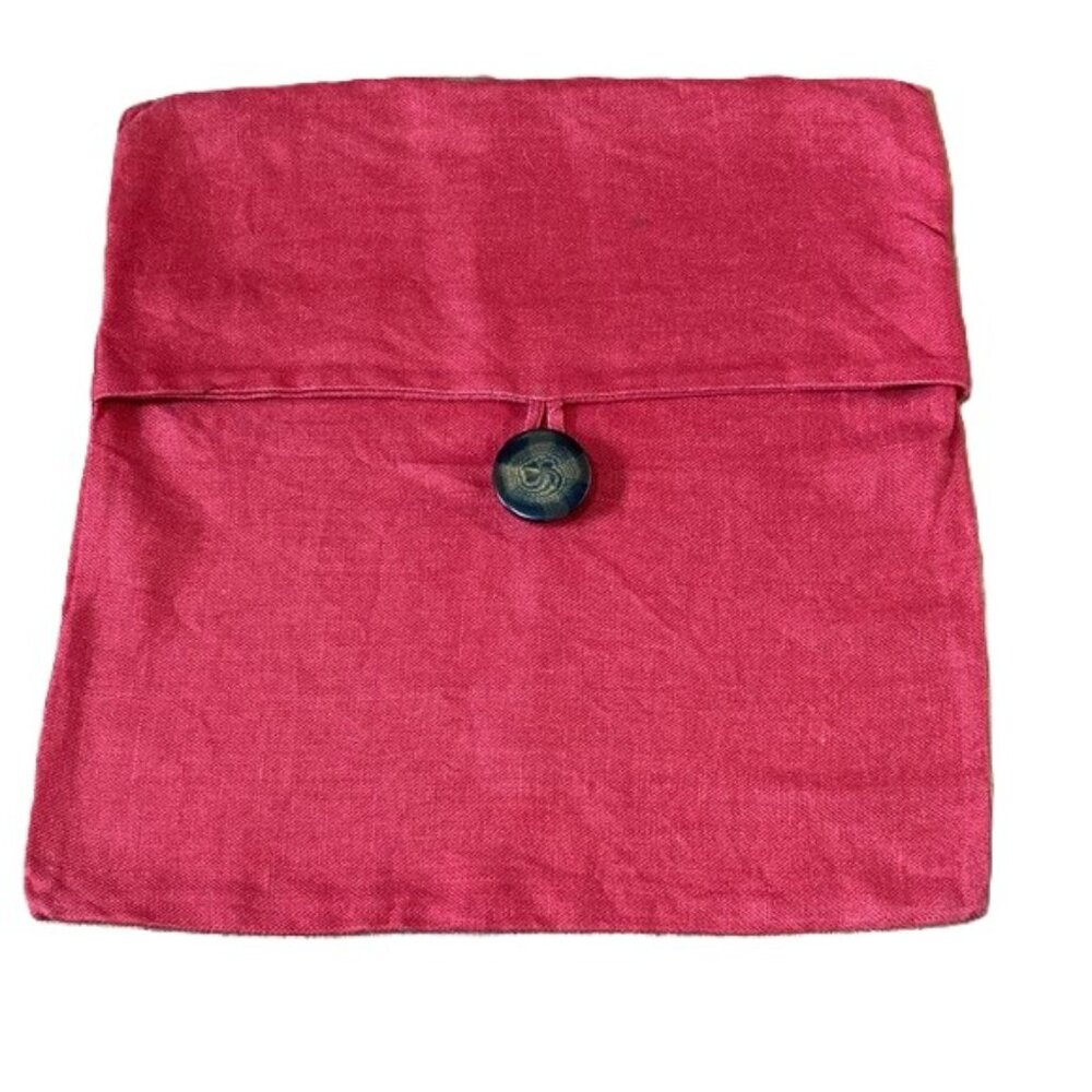 POTTERY BARN LINEN Throw Pillow Cover Case Deep Red 18 x 18 inches